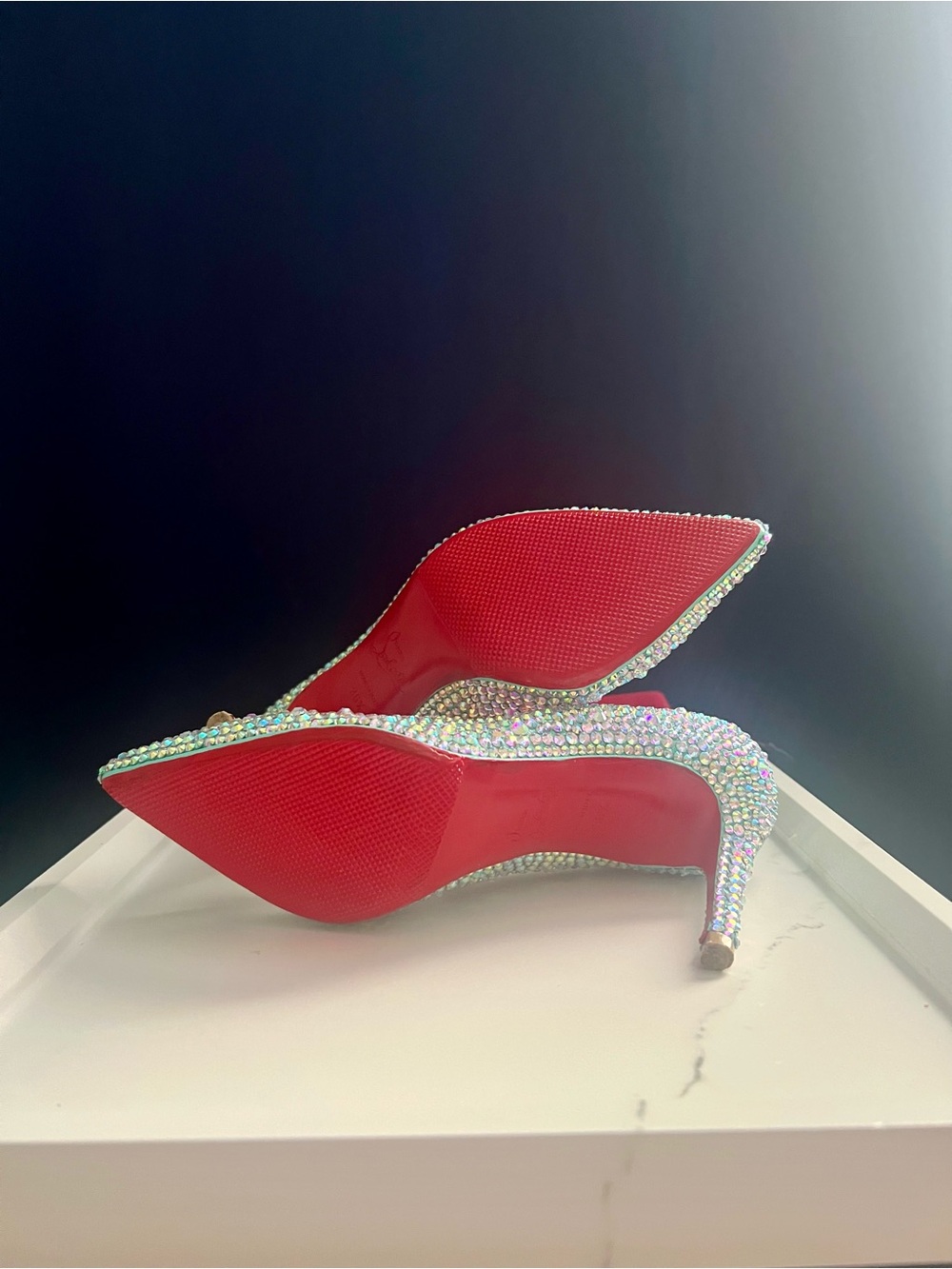 Christian Louboutin Tiffany Blue Swarovski Crystal Strass Kate Heels 36.5 - Picture 4 of 6